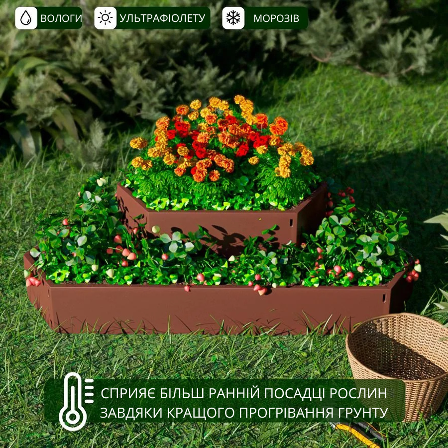 Клумба садова SIMBUD ПРО 0,9х0,9 м RAL8017 (26851680) - фото 3