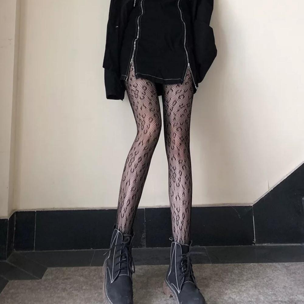 Колготы в сетку леопард S/L Черный - фото 3