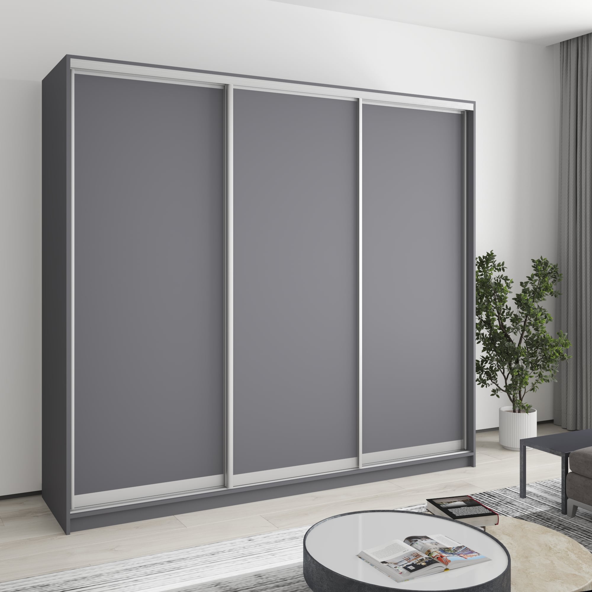Шкаф-купе трехдверный Mebel Star Стандарт AL MBS-2841 230х60х210 см Антрацит (1003961) Шкаф-купе трехдверный Mebel Star Стандарт AL MBS-2841 230х60х210 см Антрацит (1003961)