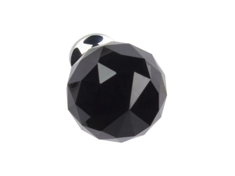Мебельная ручка кнопка GTV Crystal A d 30 мм Хром/Черный кристалл