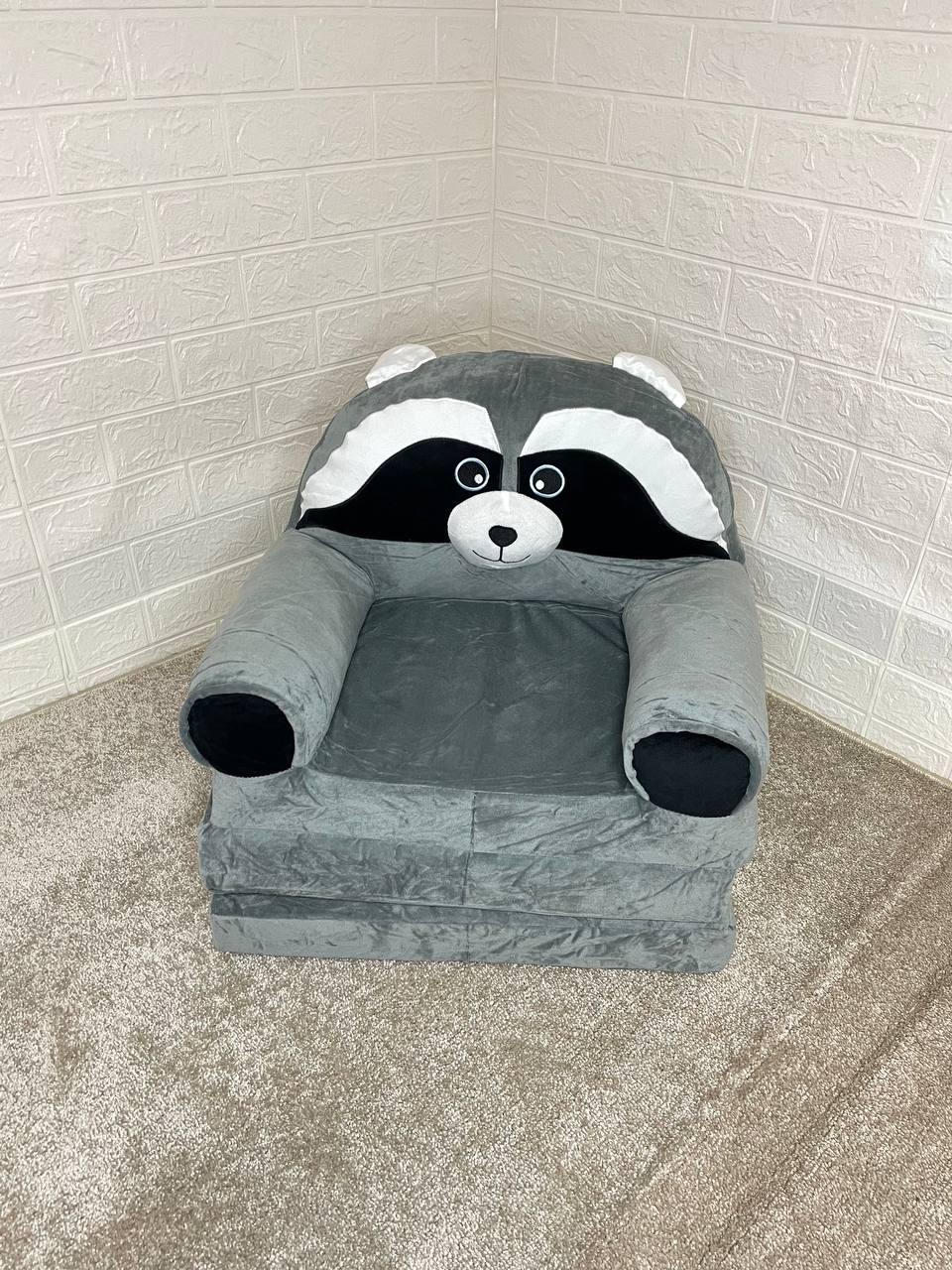 Кресло детское A-Toys Енот бескаркасное плюшевое Серый (5085307)