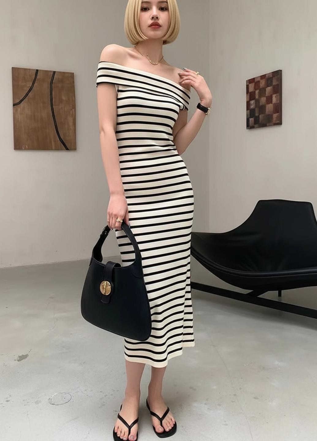 Платье миди летнее полосатое с открытыми плечами M (JH-25) - фото 6 Платье миди летнее полосатое с открытыми плечами M (JH-25) - фото 6