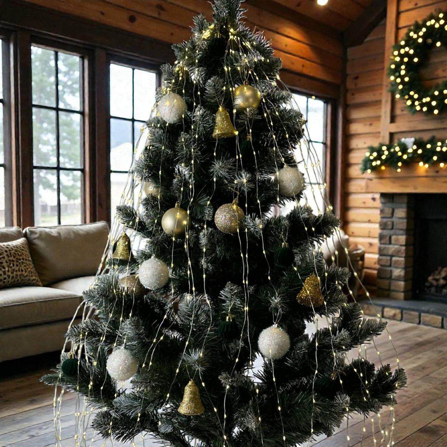 Гирлянда новогодняя Конский Хвост 1200LED 30 нитей по 2 м теплый белый