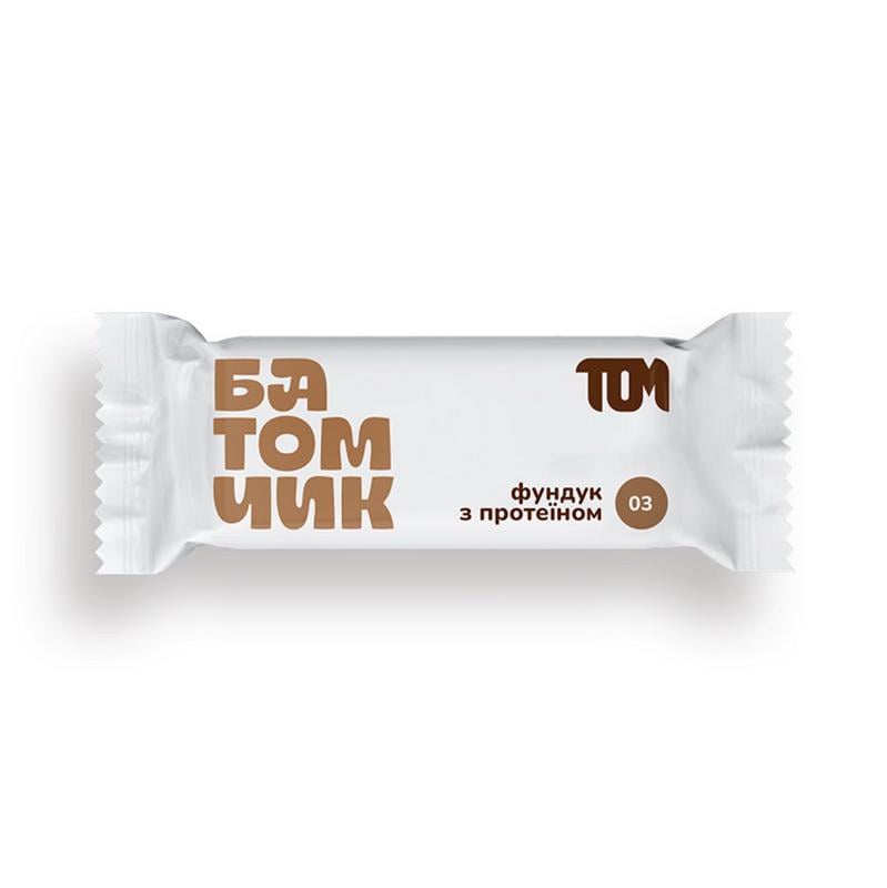Протеиновый батончик 10 г білка TOM peanut butter 45 г Фундук с протеїном