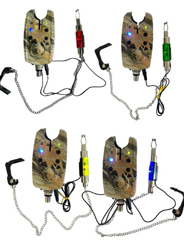 Набор сигнализаторов поклевки BoyaBY Carp Sensor YL-6 и свингеры на цепочке 4 шт. Камуфляж/Разноцветный (1976455125)