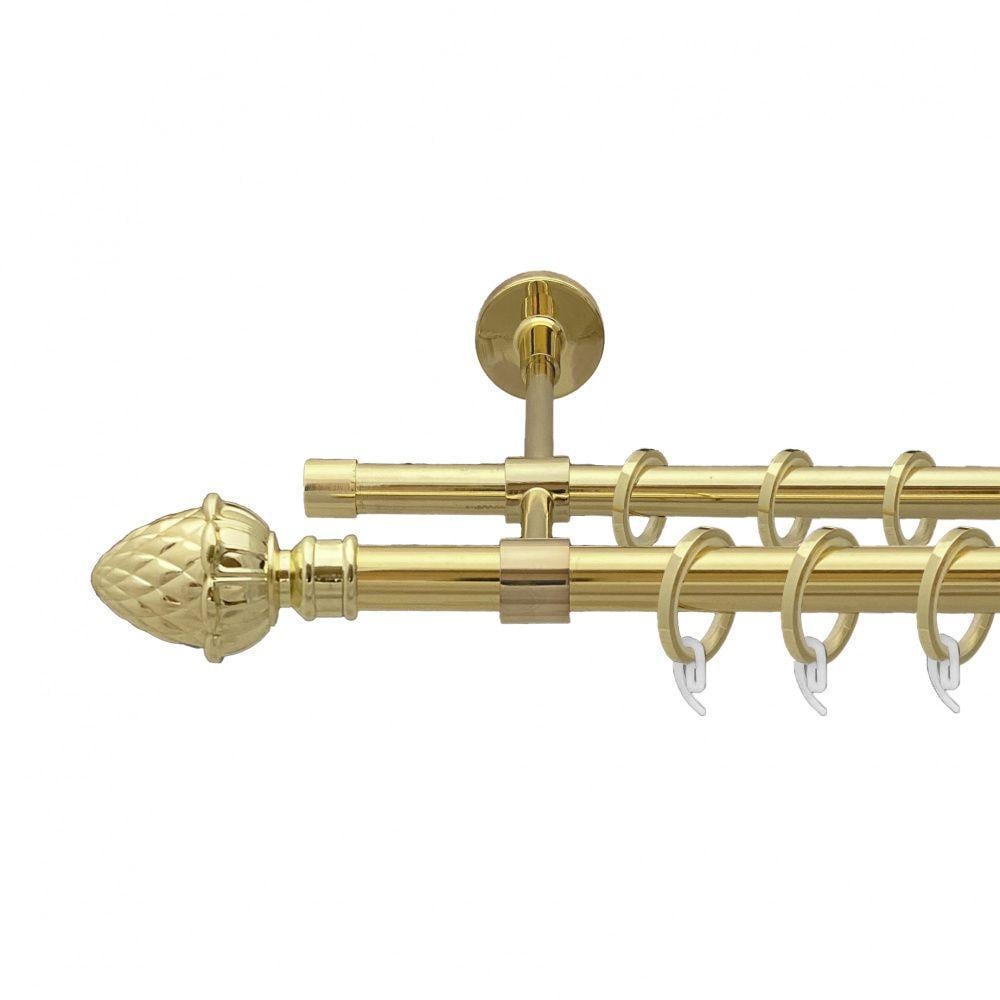 Карниз для штор Orvit Цинара двухрядный гладкий 300 см Золотой (00-00009405)