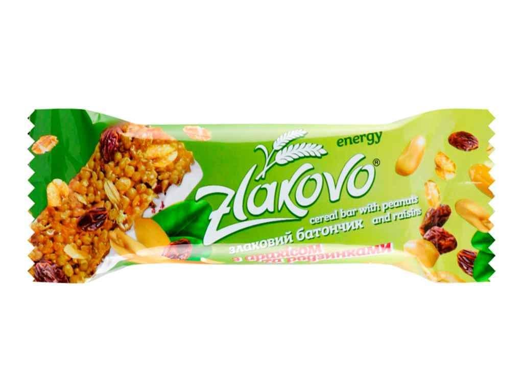 Батончик Золотое Зерно с арахисом и изюмом глазурь 40 г (865755)