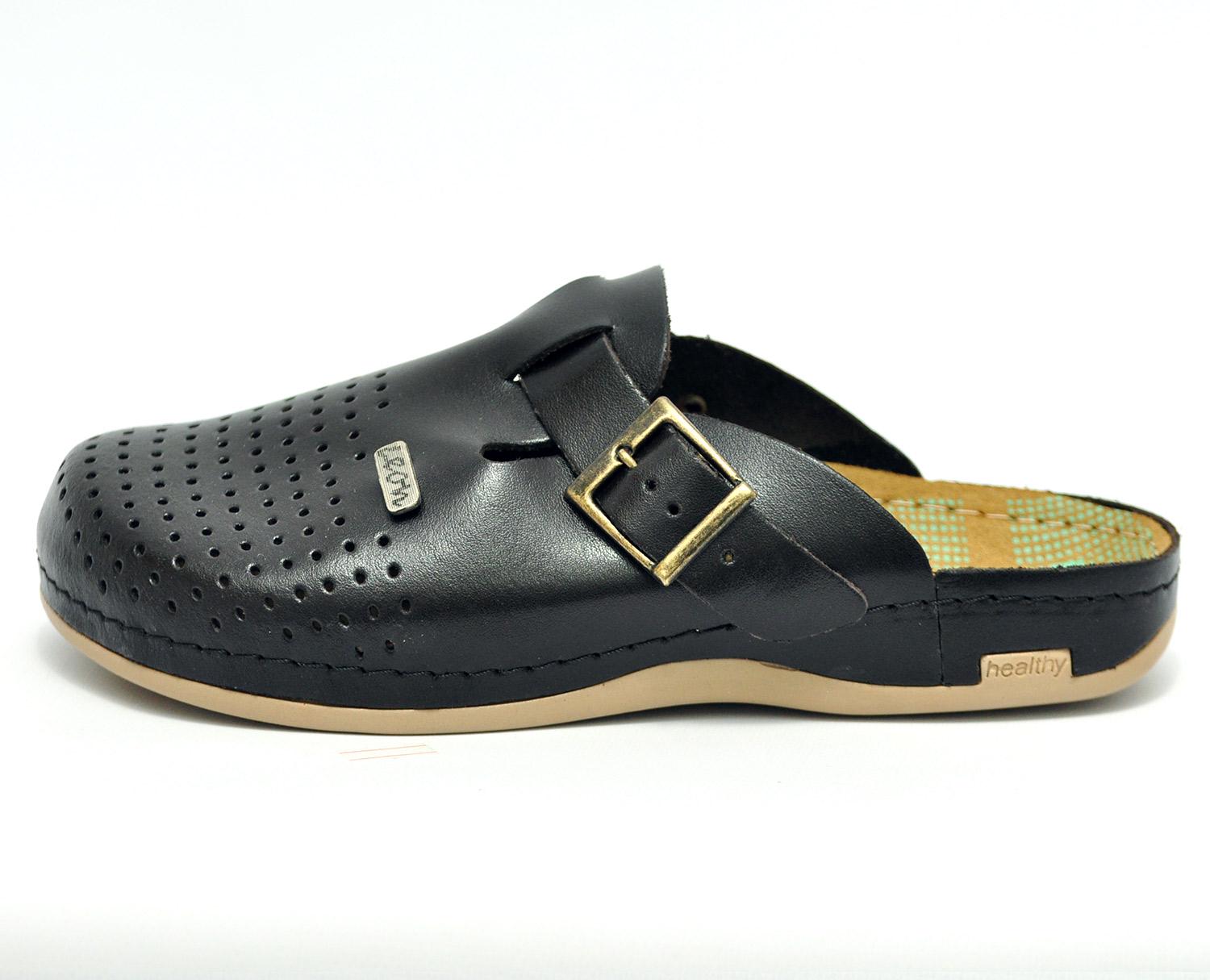 Мужские сабо кожаные Leon 700M р. 45 Черный