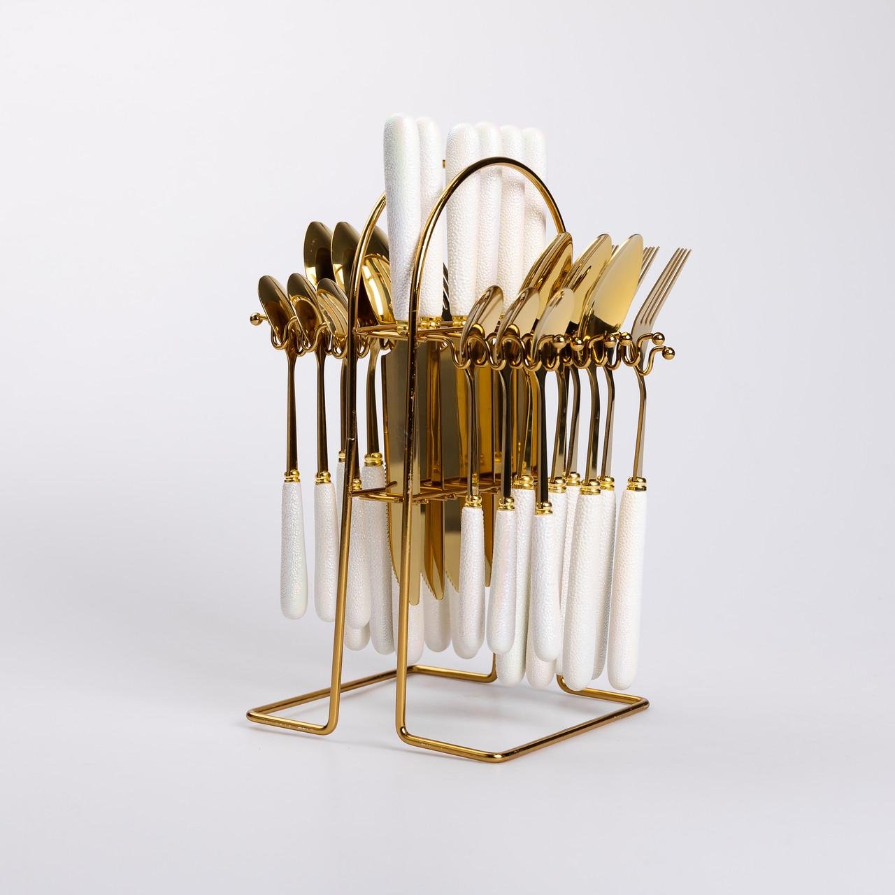 Набор столовых приборов на подставке 24 пр. с керамическими ручками (HP-20-49) - фото 8 Набор столовых приборов на подставке 24 пр. с керамическими ручками (HP-20-49) - фото 8