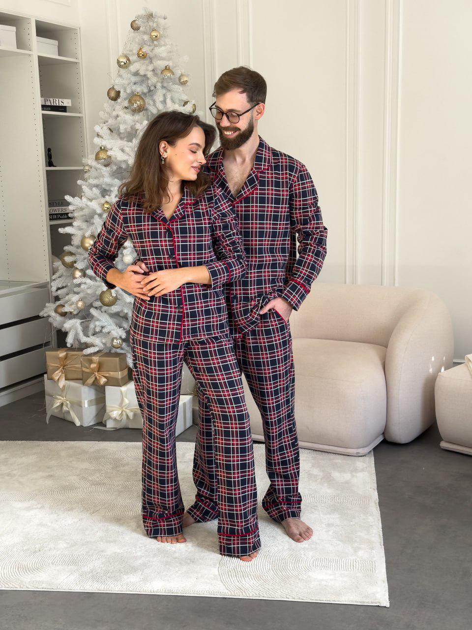 Пижамы парные мужская и женская Oxford с начесом M (KMW4041)