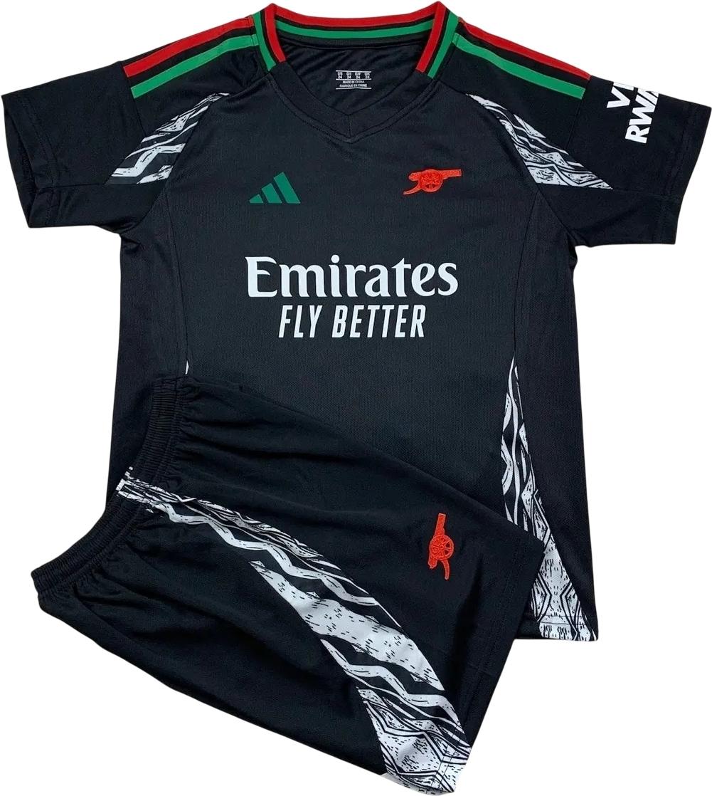 Футбольная форма детская Арсенал 2024-2025 выездная 125-135 см Черно-зеленый (F0002)