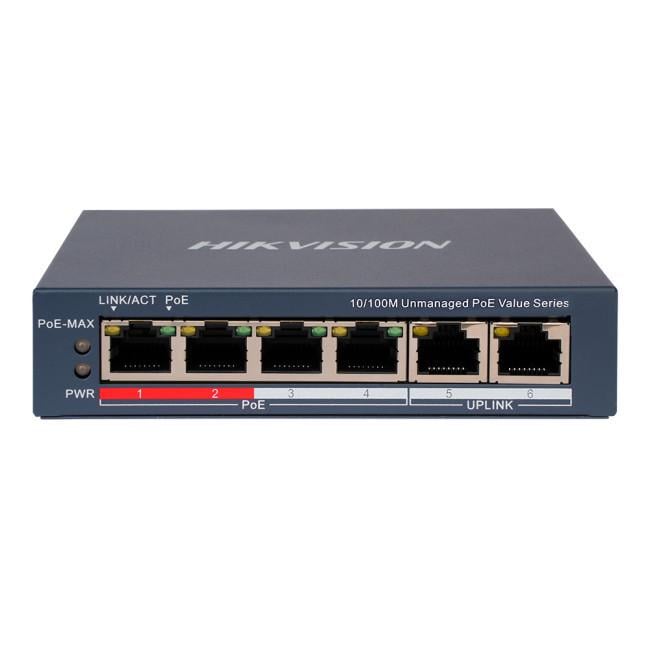 Коммутатор неуправляемый Hikvision DS-3E0106P-E/M B POE 6 портов