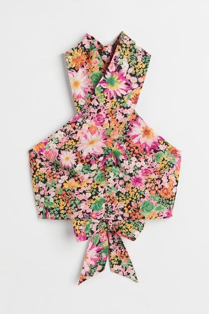 Топ H&M S с цветами Черный (1083346П)