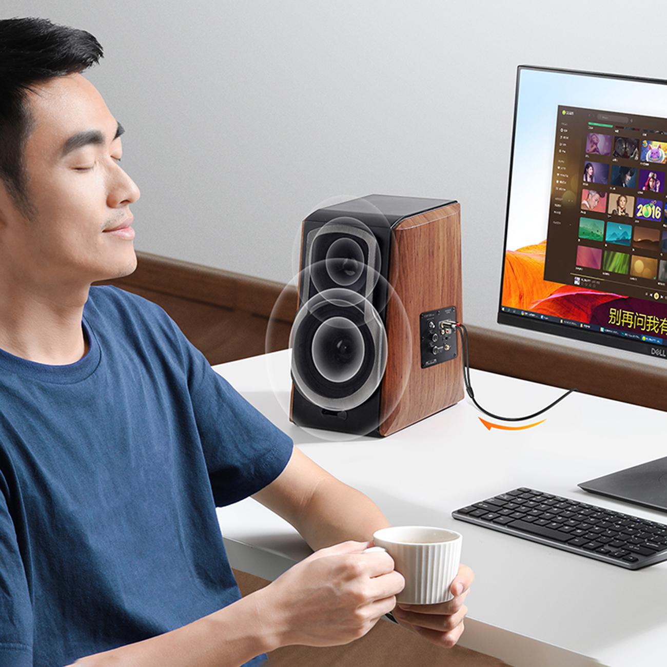 Кабель UGREEN 3.5 мм minijack-2RCA стерео тюльпани Hi-Fi звук RCA AUX Y 5 м Чорний (10591) - фото 7