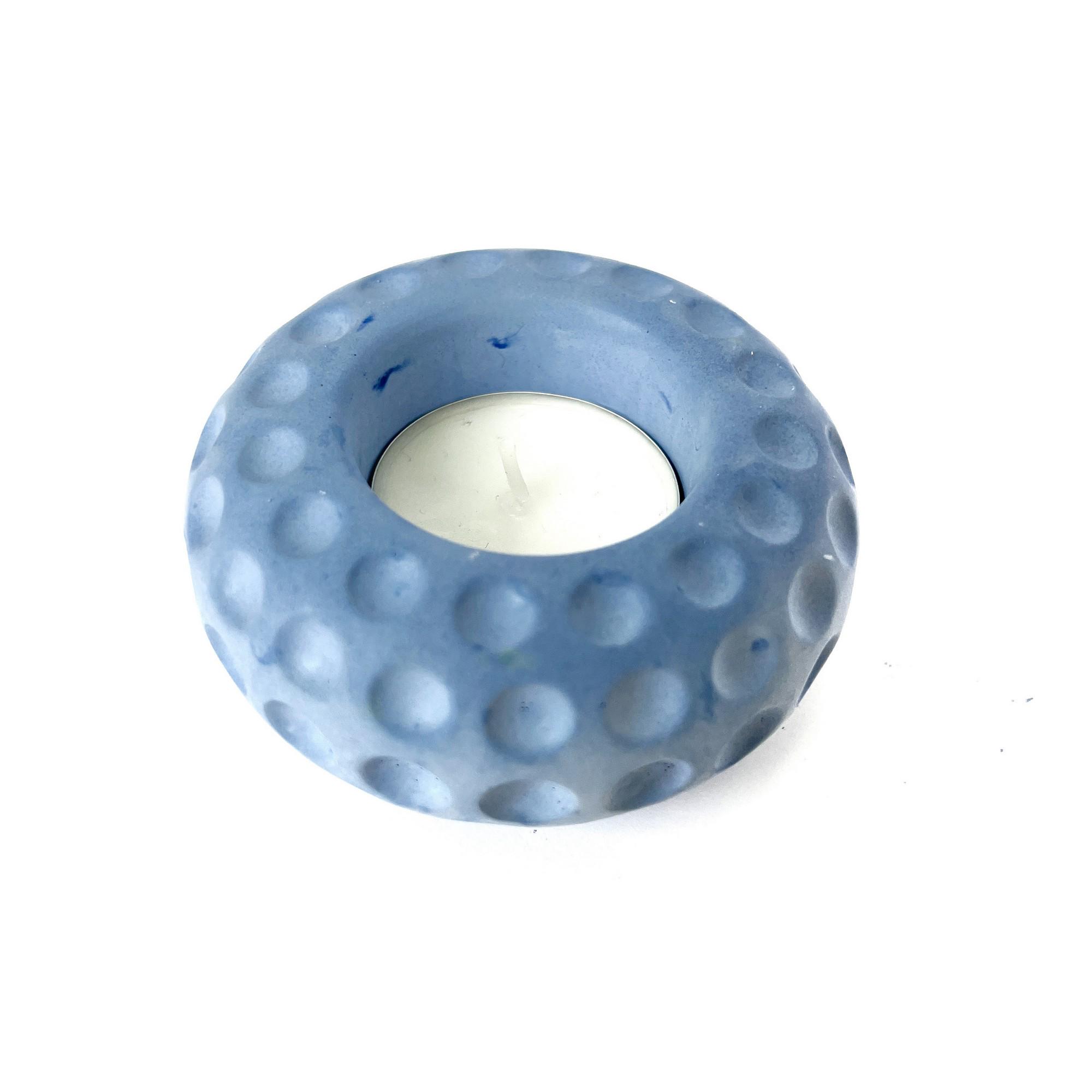 Подсвечник из гипса гольф со свечой-таблеткой Голубой матовый (GPAN0002_45)