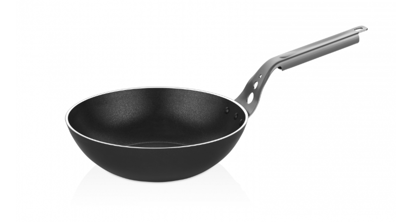 Сковорода-вок OMS алюмінієва з антипригарним покриттям d 24 смх7,5 мм/2,2 л Чорний (3750-24)