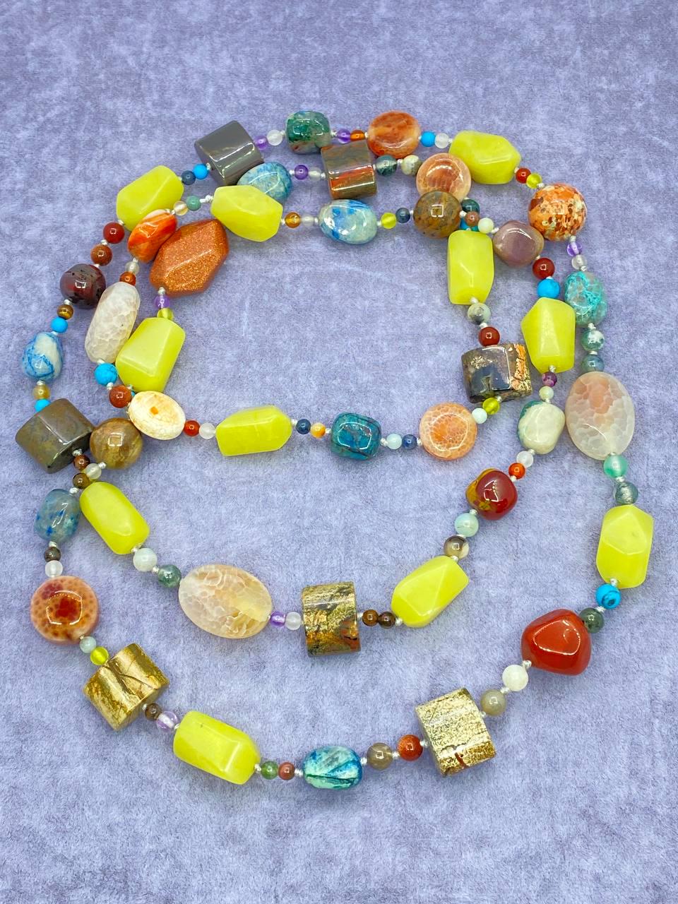 Намисто самоцвіти 128 см Різнокольоровий (559)