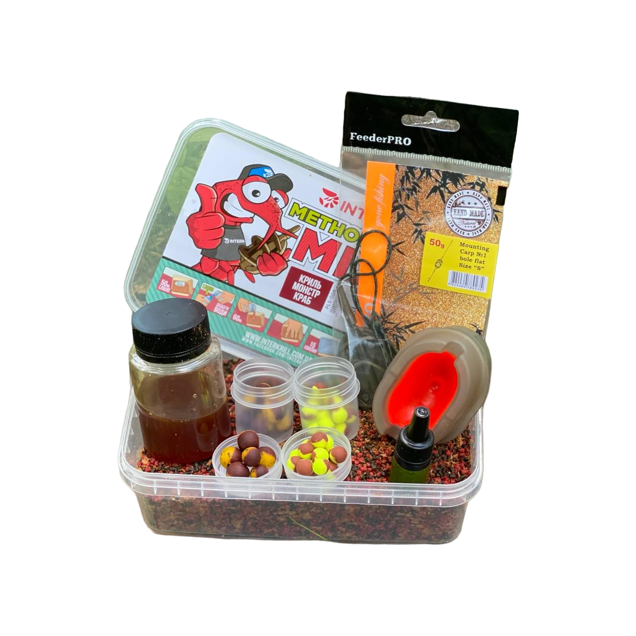 Комплект підкормки INTERKRILL Method/Stick MIX Кріль-монстр краб 7в1 (438)
