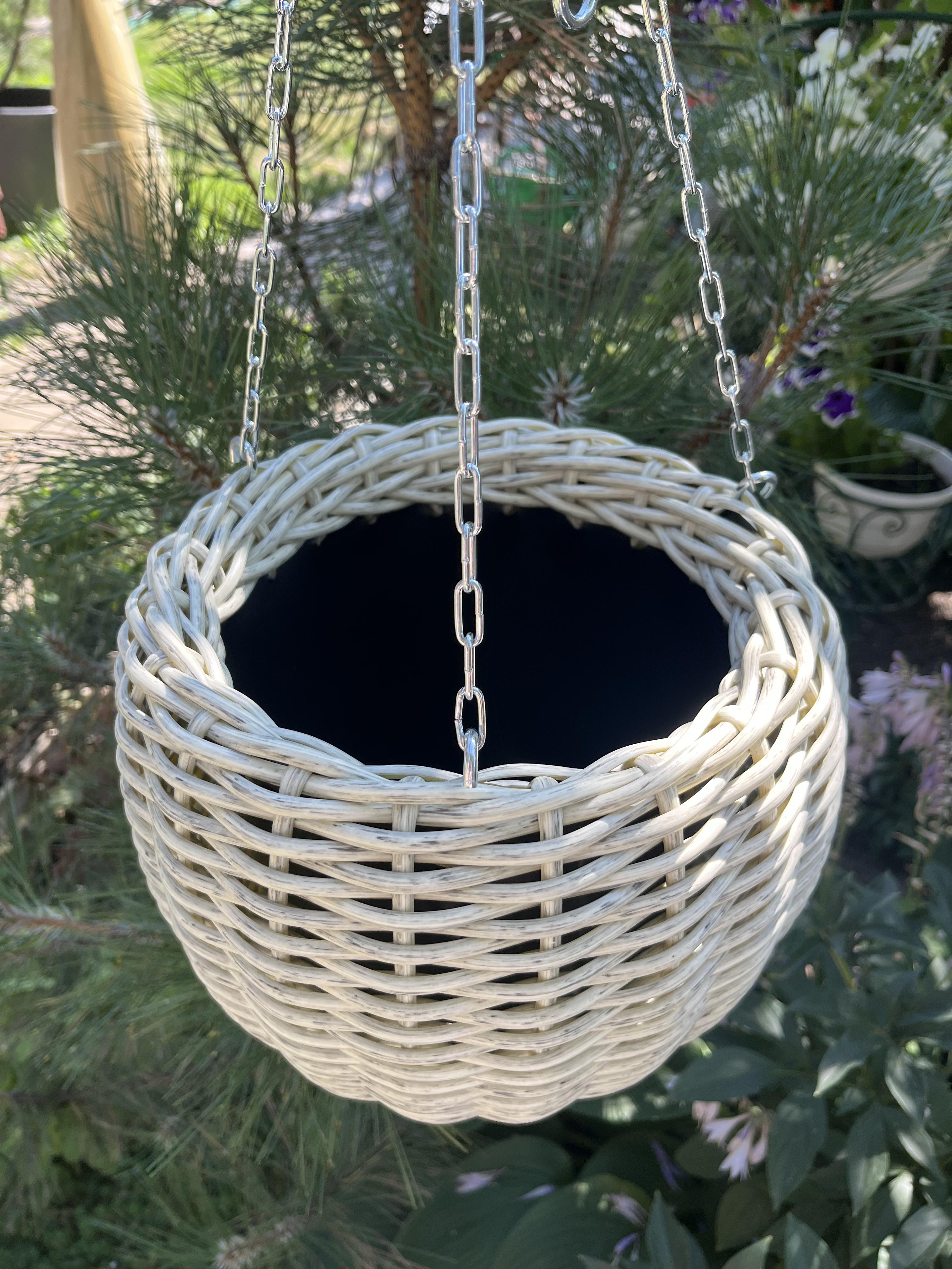 Кашпо підвісне для квітів зі штучного ротанга 5 л Слонова кістка (27975574) - фото 2 Кашпо підвісне для квітів зі штучного ротанга 5 л Слонова кістка (27975574) - фото 2