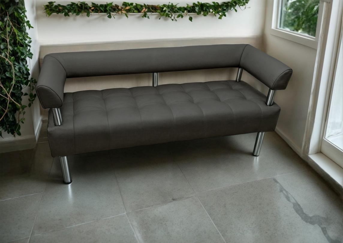 Диван офісний Tobi Sho Комфорт зі спинкою та підлокітниками 1800x530x750 мм шкірозамінник Сірий (2233)