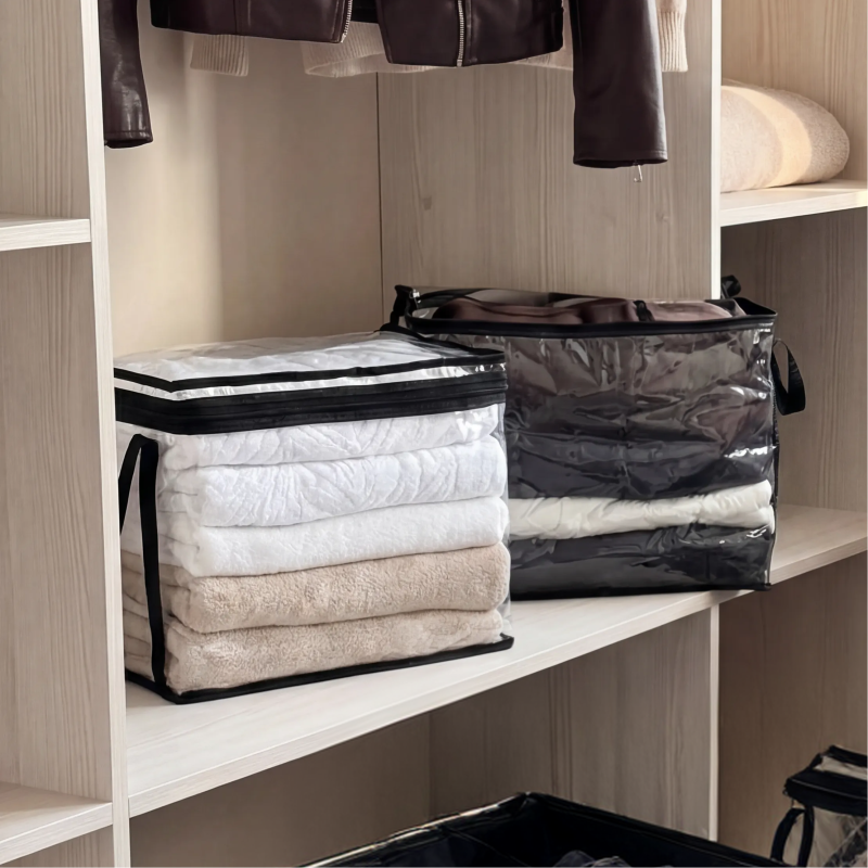 Набір сумок для одягу Organize 2 шт. Прозорий/Чорний (Hbk-2L-black)