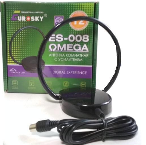 Антена кімнатна т2 Eurosky ES-008 Omega з підсилювачем до 10 км прямої видимості (641236133)