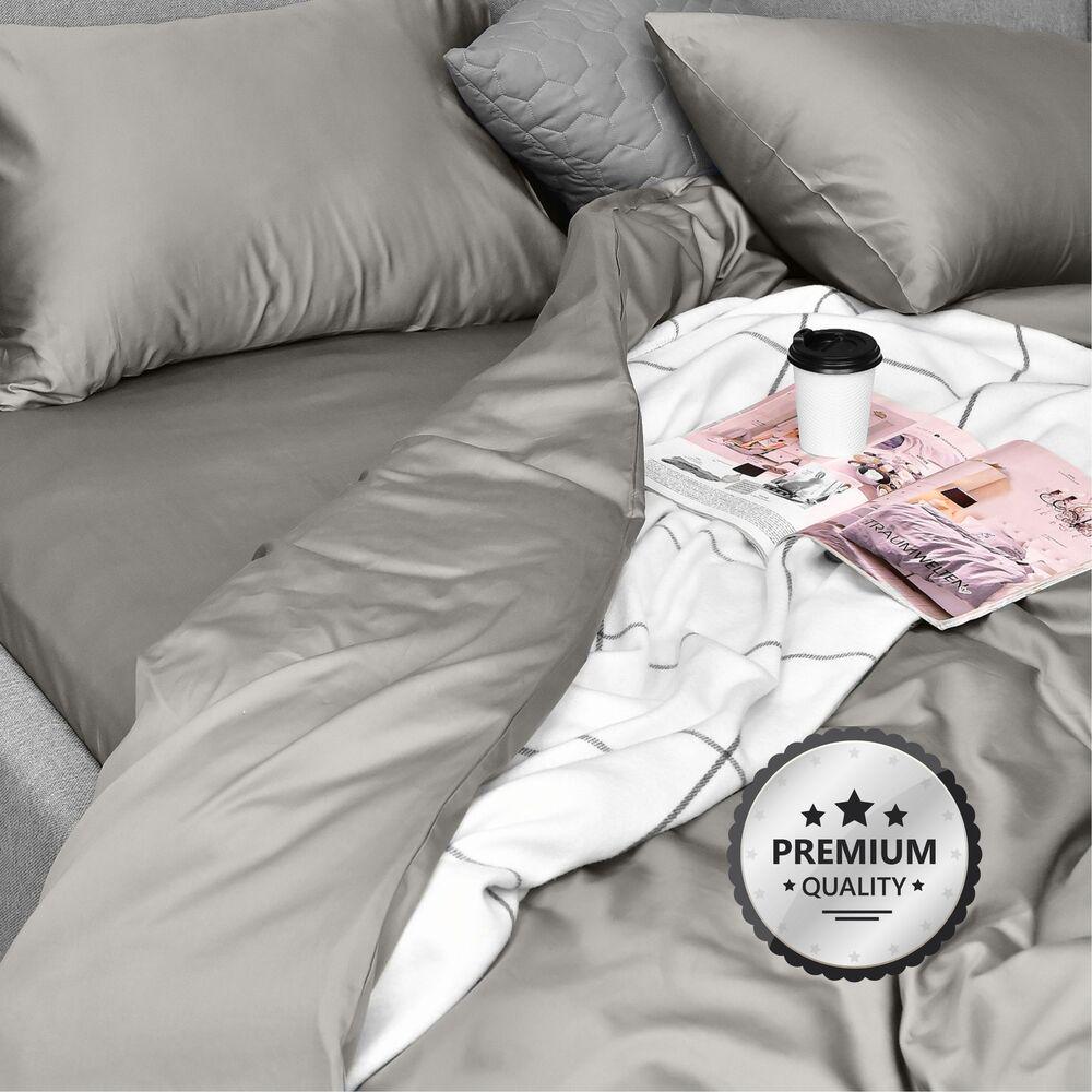 Комплект постільної білизни IDEIA сатин бавовна преміум євро 200х220 см Сіро-бежевий (26826) - фото 5 Комплект постільної білизни IDEIA сатин бавовна преміум євро 200х220 см Сіро-бежевий (26826) - фото 5