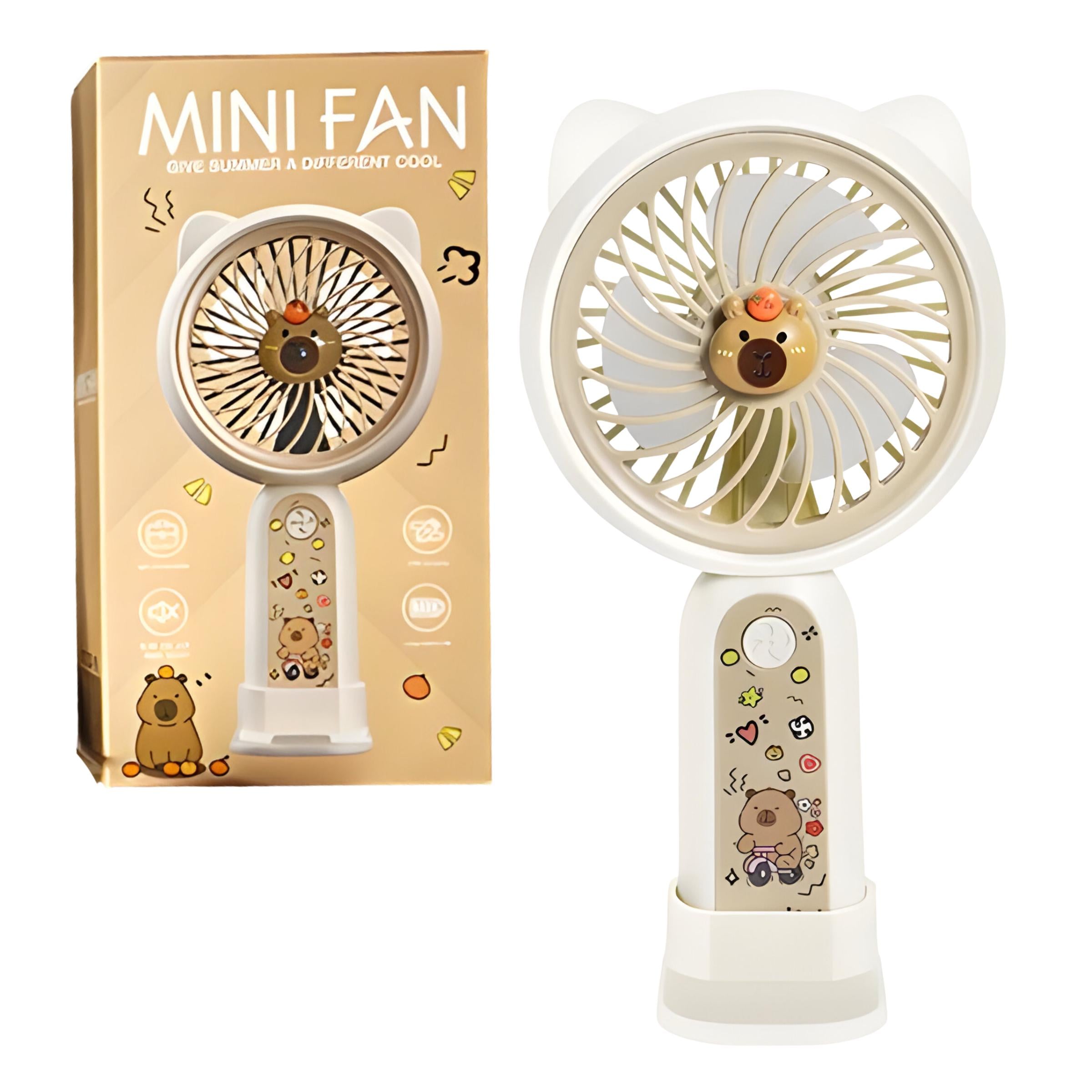 Вентилятор-USB детский портативный Капибара Белый (SD-18A)