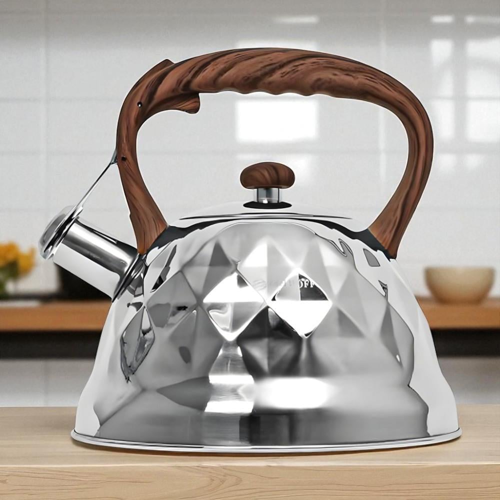 Чайник для индукционной и газовой плит со свистком капсульное дно нержавеющая сталь 3 л (03-EH-5116) - фото 5 Чайник для индукционной и газовой плит со свистком капсульное дно нержавеющая сталь 3 л (03-EH-5116) - фото 5