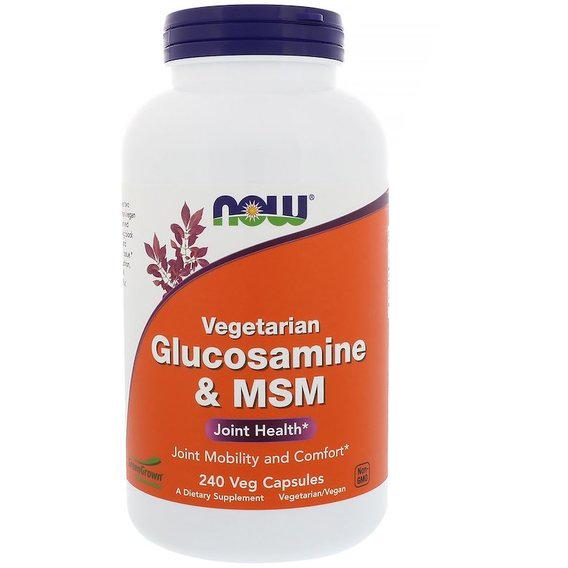 Препарат для суглобів та зв'язок NOW Foods Vegetarian Glucosamine & MSM 240 Veg Caps (NOW-03131) - фото 1