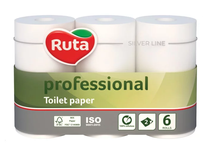 Туалетний папір 2-шаровий Ruta Professional 6 шт./уп. Білий