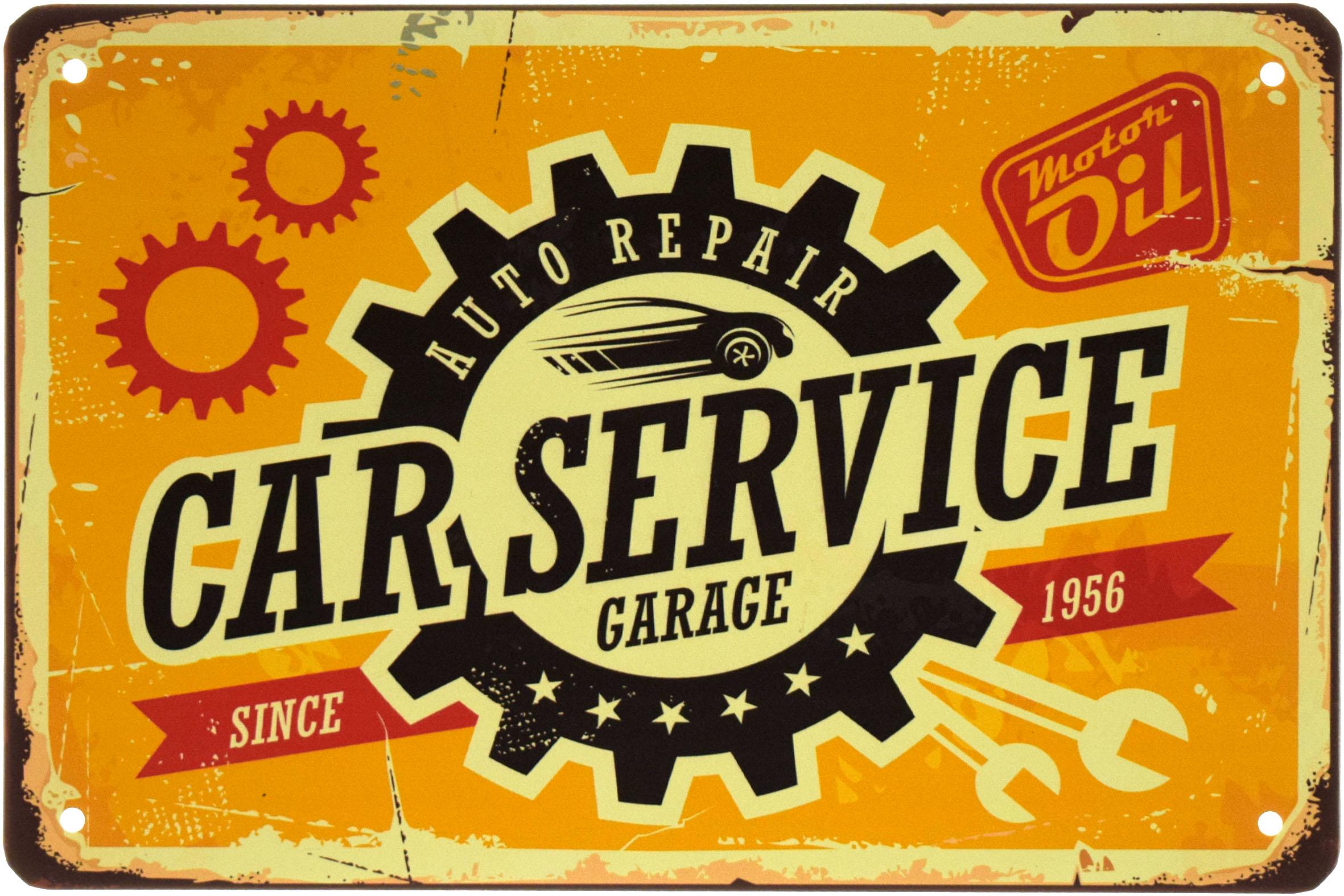 Табличка металлическая Автосервис Авторемонт/Car Service Auto Repair 20x30 см