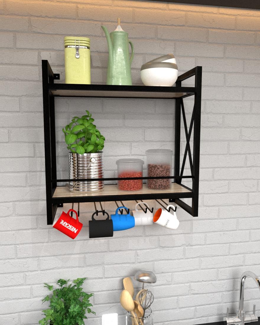 Полиця настінна кухонна EcoLoft Кружель DSP-1315-6 в стилі лофт Дуб сонома (31213640)