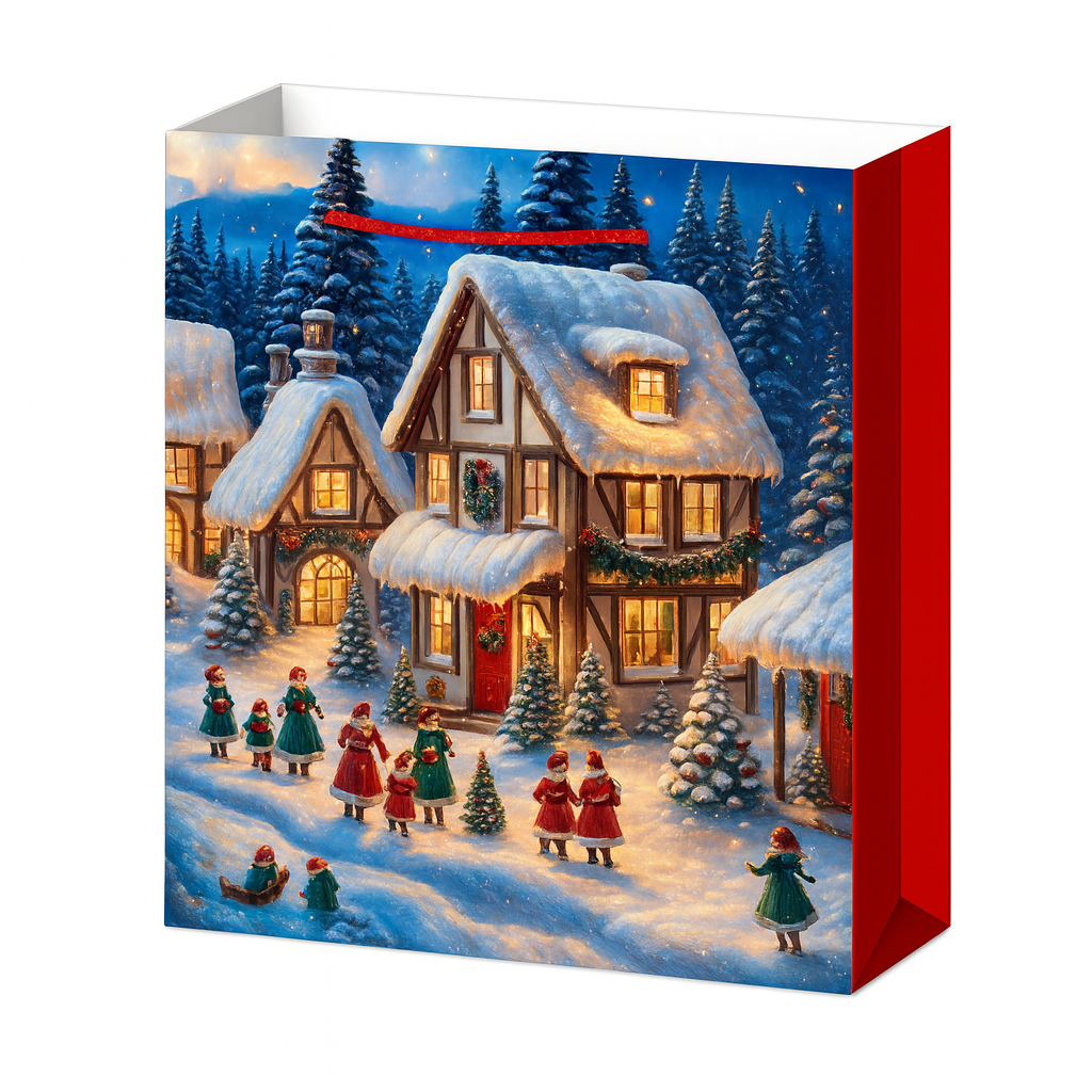 Подарунковий пакет із ручками Stenson Winter evening 3D 18х23х10 см (R96607-S)