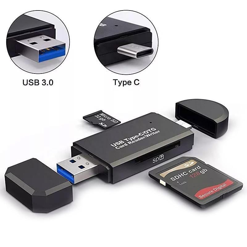 Кардрідер U&P USB Type-C-USB 3.0-microSD/SD OTG Black (SSE-U12-BK) - фото 2