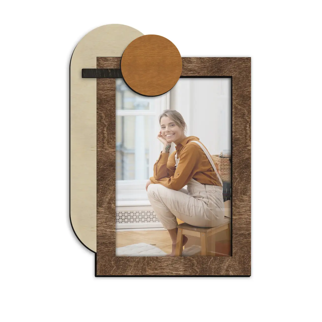 Фоторамка абстрактна на 1 фото Темно-коричневий (boho_decor_circle-5)