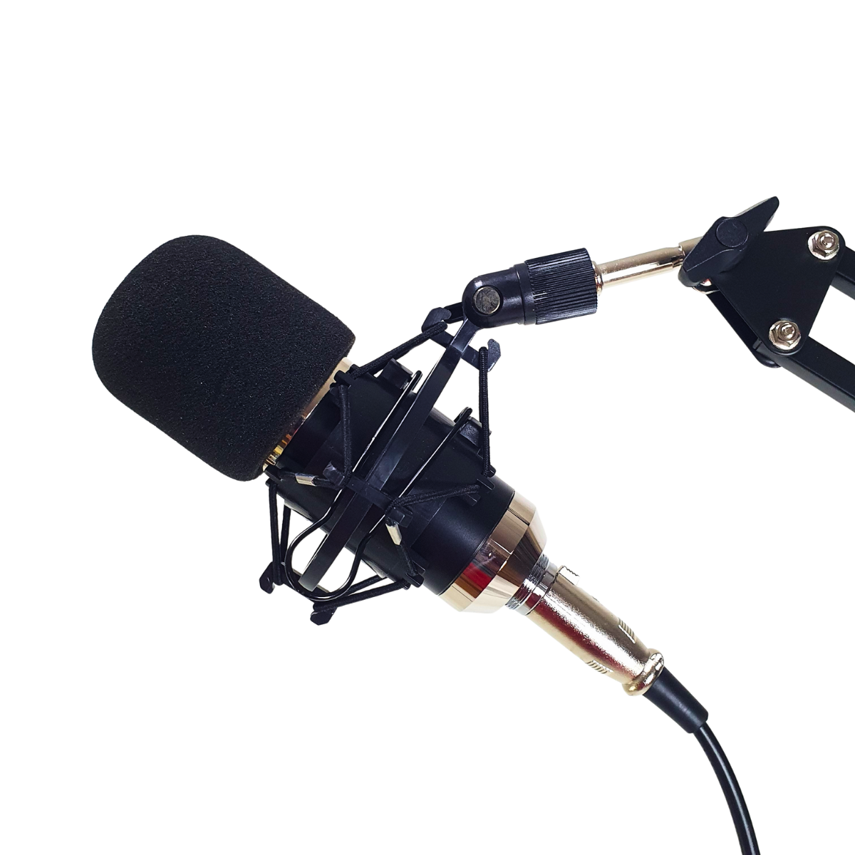 Микрофон с ветрозащитой конденсаторный студийный на стойке Черный (SMD-080) Микрофон с ветрозащитой конденсаторный студийный на стойке Черный (SMD-080)