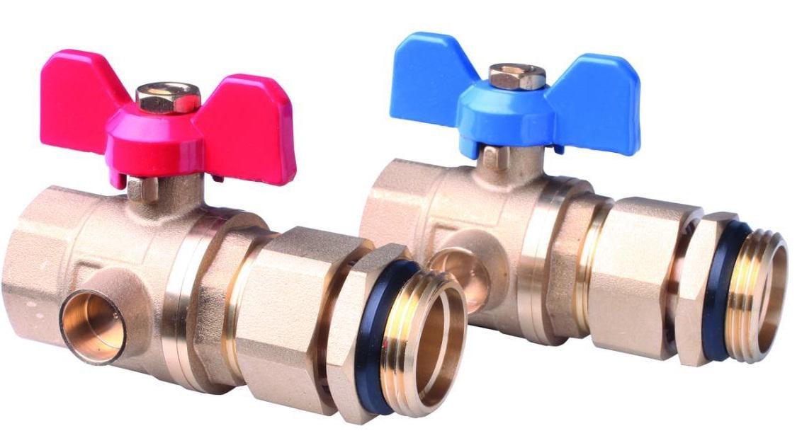 Комплект кранов шаровых Danfoss FHF-BV 1" для подключения коллекторов 2 шт. (ERC-088U0822)