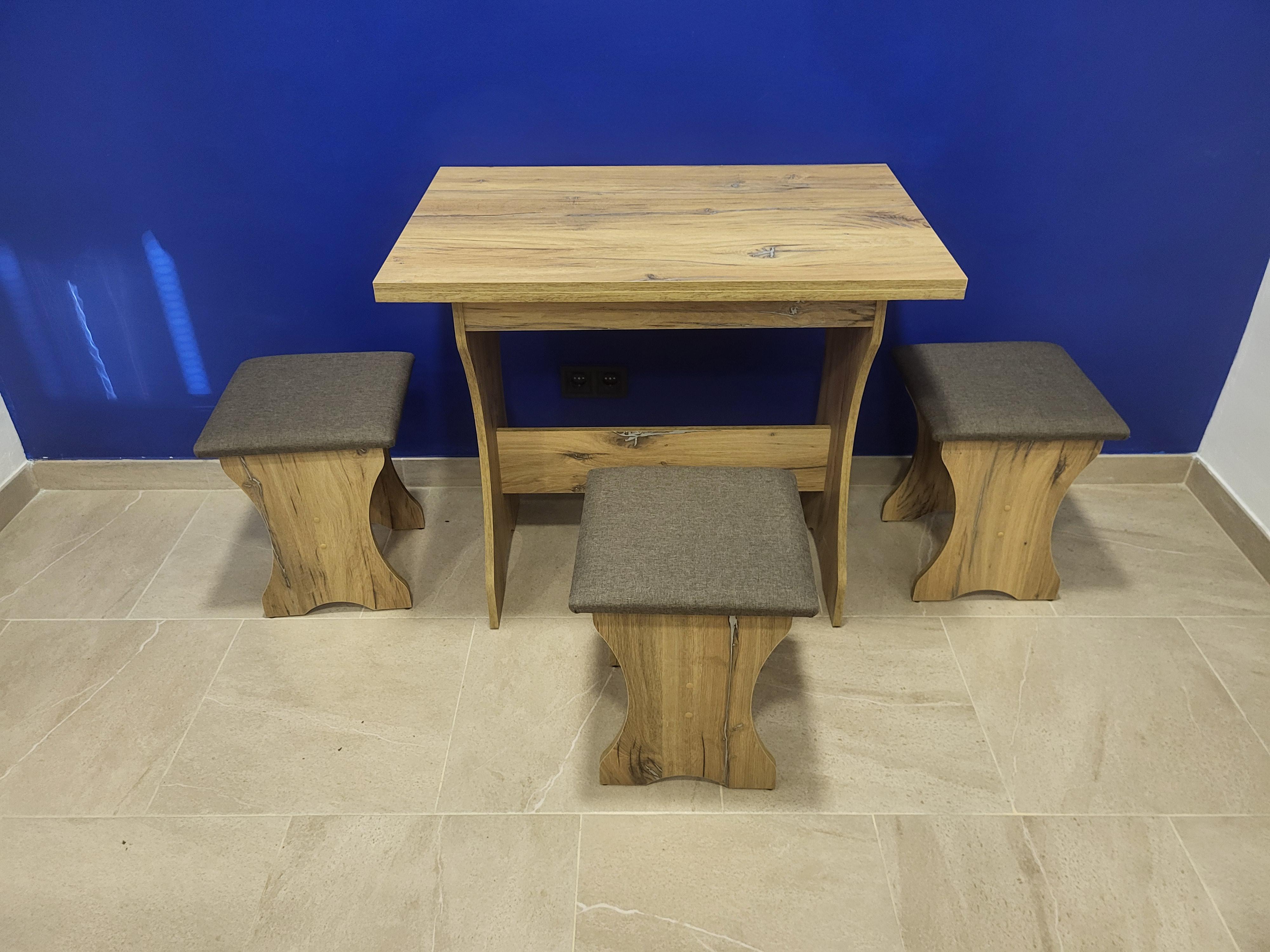 Стіл розкладний та 3 табурети Сімейний Дуб Флагшток/Дорандо (STTT-DF-D)