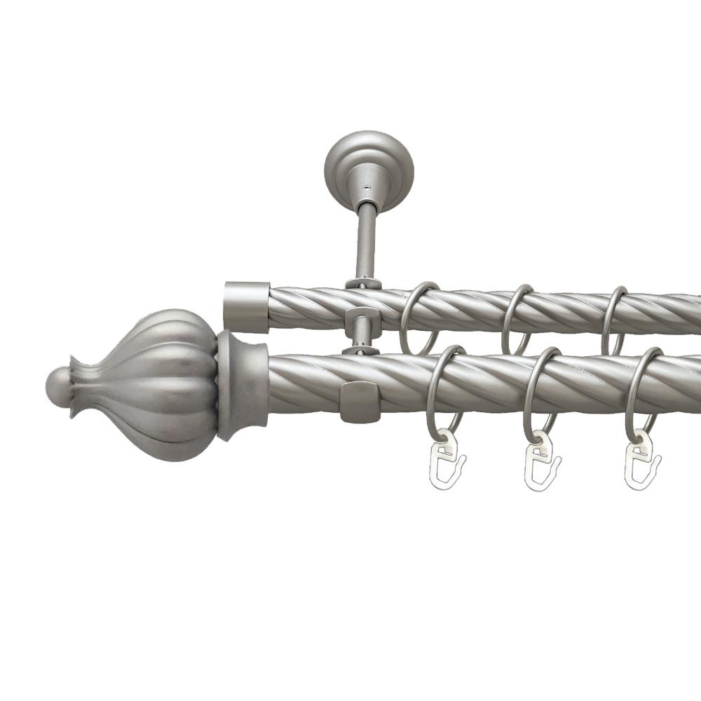 Карниз Orvit Таджа металевий дворядний відкритий скручена труба кільце металеве 25/19 мм 300 см Сатин (00-00023719)