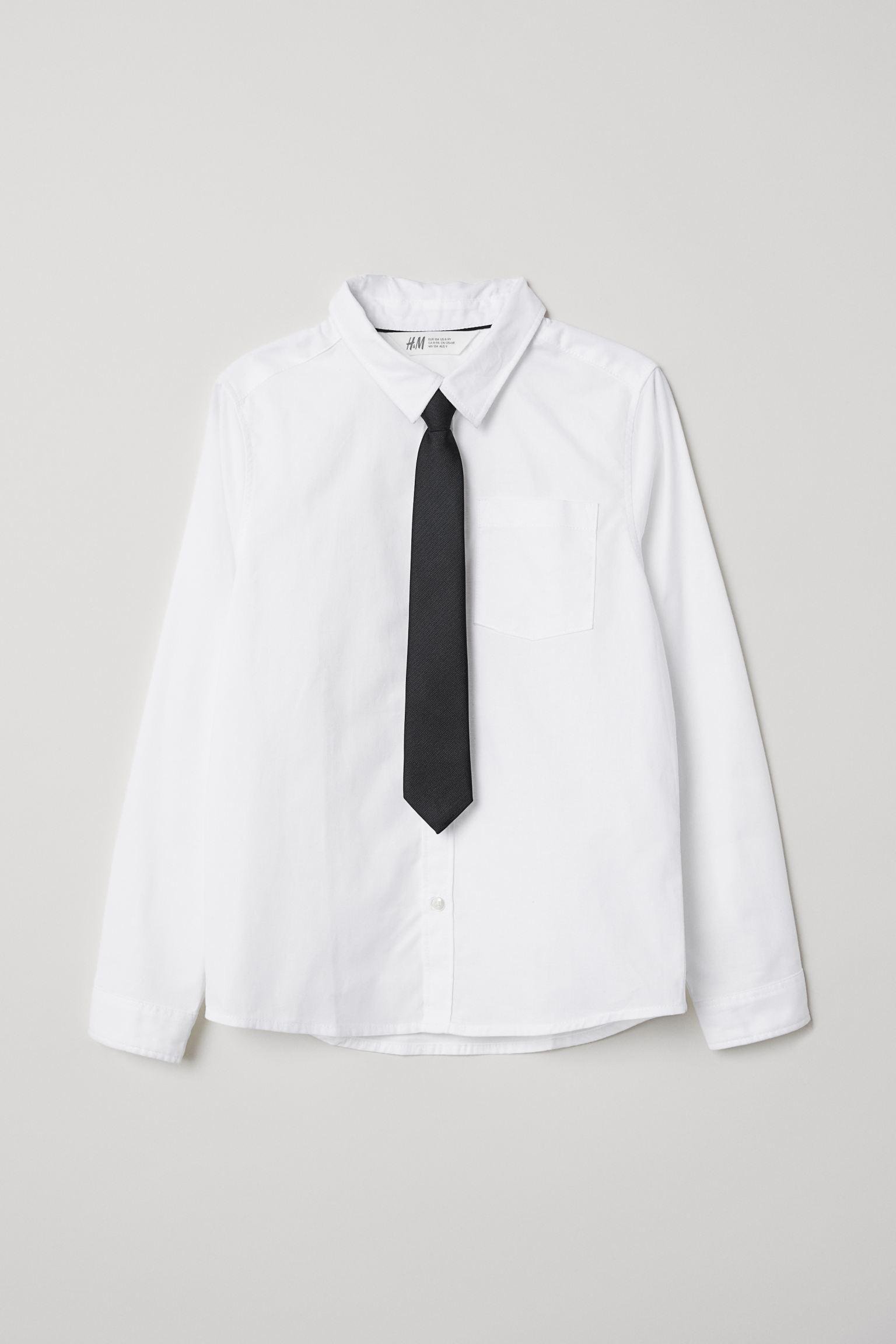 Рубашка H&M с галстуком 92 см Белый (2712632224)