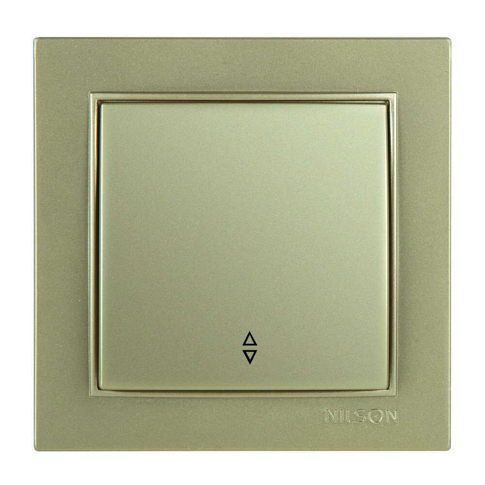 Вимикач одноклавішний Nilson Thor прохідний Золотий (27151007)