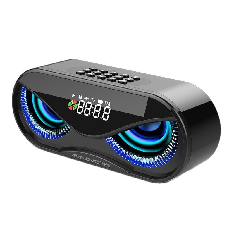 Портативна бездротова колонка Manovo M6 Owl Eyes 6D Sound LED FM TF USB AUX 10 Вт Чорний (SUN6316)