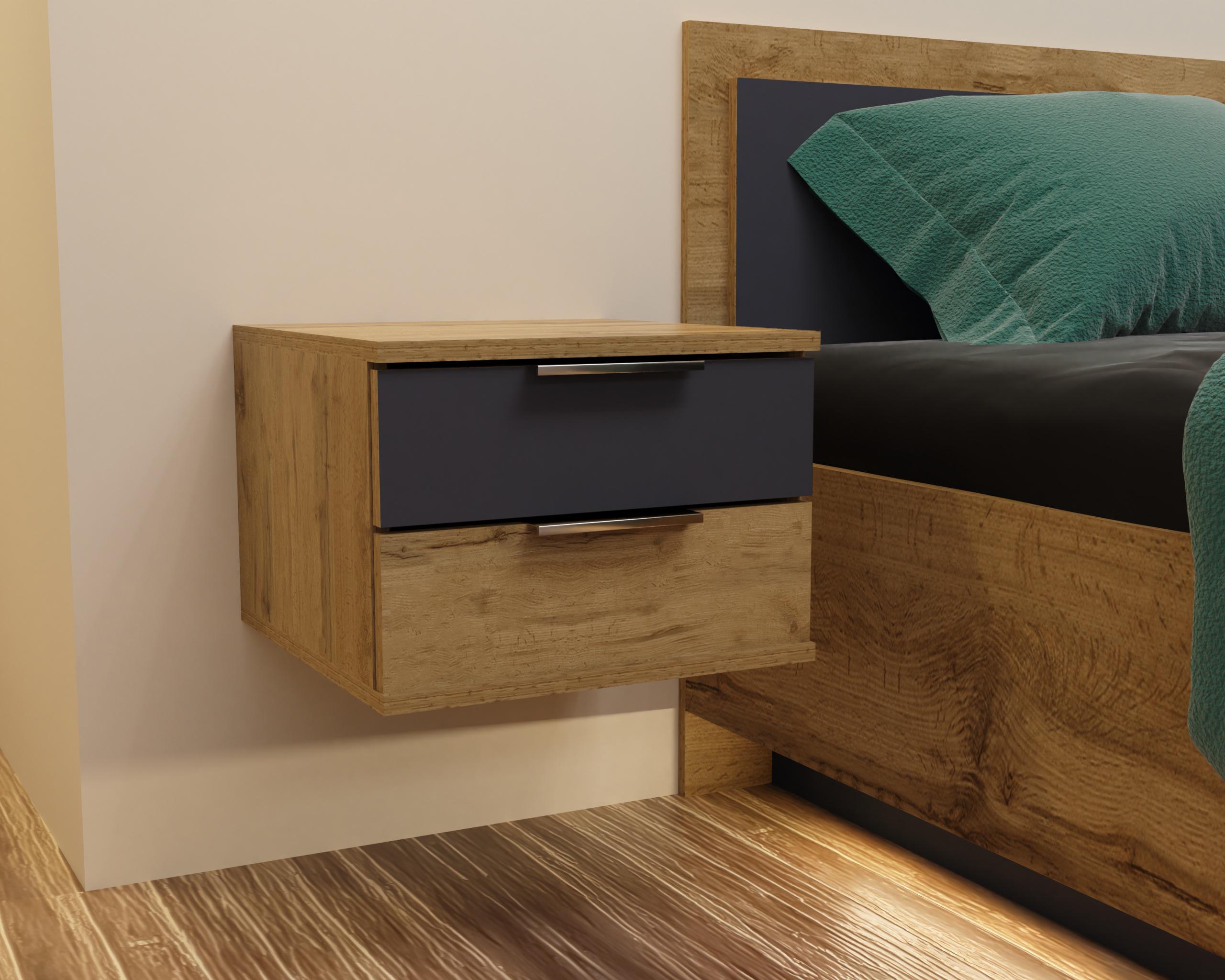 Тумба прикроватная Kristal Континент подвесная Дуб Аппалачи/Антрацитовый (TKristal-AppalachiAntratsyt)