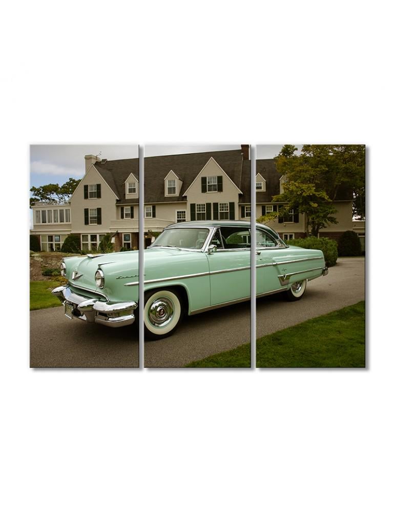 Картина модульная Светло-зеленый автомобиль 1954 Линкольн Капри Хардтоп-купе 3 модуля 60x90 см
