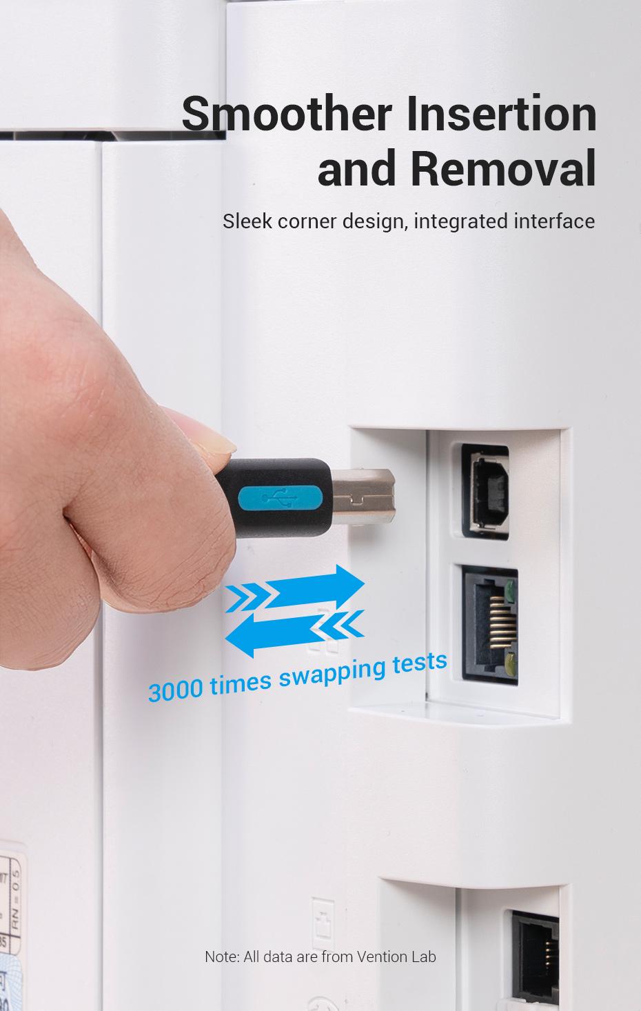 Кабель для принтера Vention Type-C-USB Type-B 2.0 5V/2A 480 Мбіт/с USB-C на USB-B 1 м Чорний (CQUBF) - фото 8