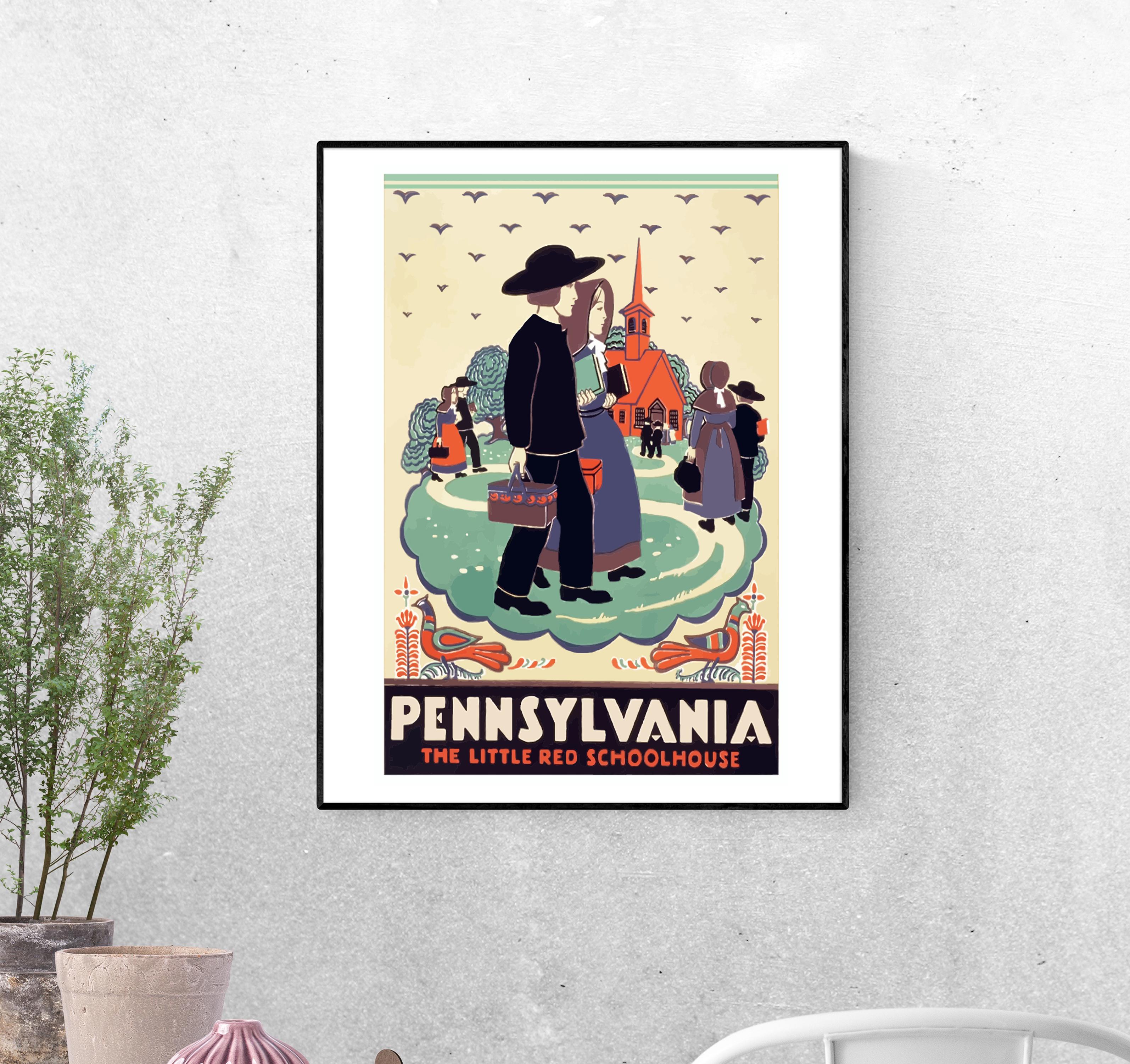 Тревел-постер Пенсильвания. Маленькая красная школа формат А-1