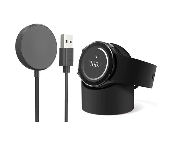 Зарядное устройство Samsung Galaxy Watch 6/6 Classic/Watch 7/FE с силиконовой подставкой для смарт-часов Black Зарядное устройство Samsung Galaxy Watch 6/6 Classic/Watch 7/FE с силиконовой подставкой для смарт-часов Black