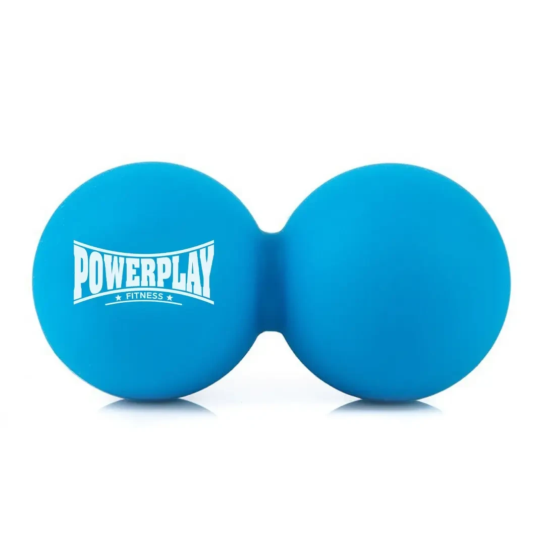 М'яч масажний подвійний PowerPlay PP-4355 Silicone Lacrosse Peanut Ball 6,3x12,6 см Синій - фото 1