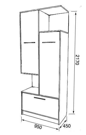 Пенал двухдверный Smart Mebel HF 2170х950 мм Желтый - фото 3